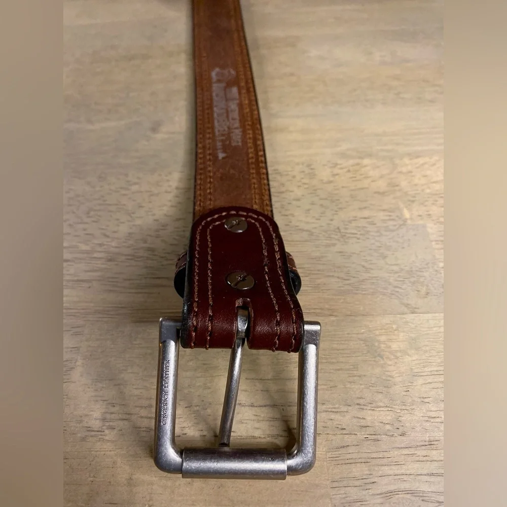 Amish Made Handcrafted Men's Stitched Brown Leather Belt Made in USA Retails $89